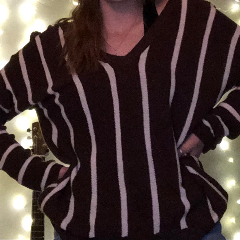 Forever 21 Striped V Neck Sweater